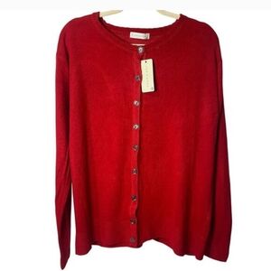 JON & ANNA Women's Red, Button Up Cardigan, Size 2X, Fits Like 1X, XL NEW
